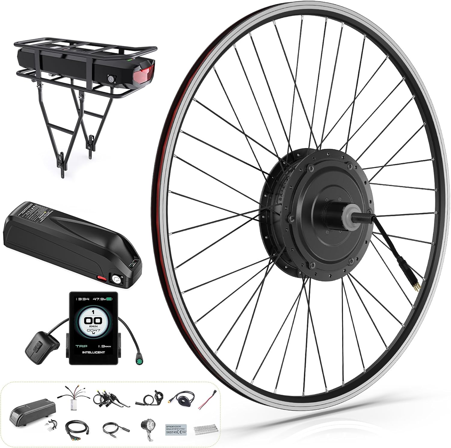 BAFANG 48V 500W Rear Hub Motor Kit Electric Bicycle Conversion Kit for Bikes 26" Wheel with 860C Display