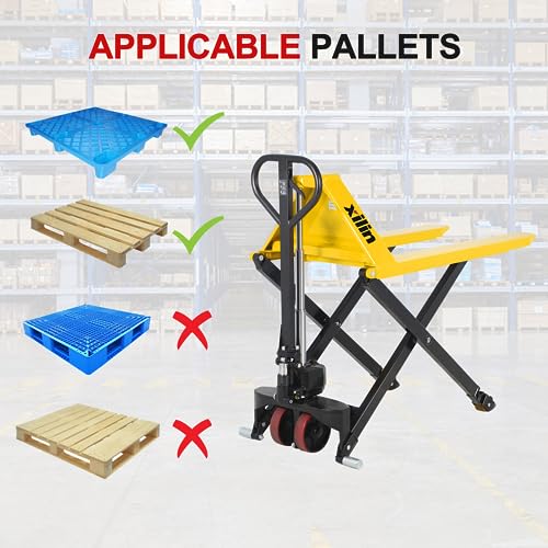Xilin Manual Pallet Jack High Lift Hand Pallet Truck 2200lbs Capacity 3.3" Lowered 45" Lx21“W 31.5 Lift Height Suitable for EU Pallets JF-520