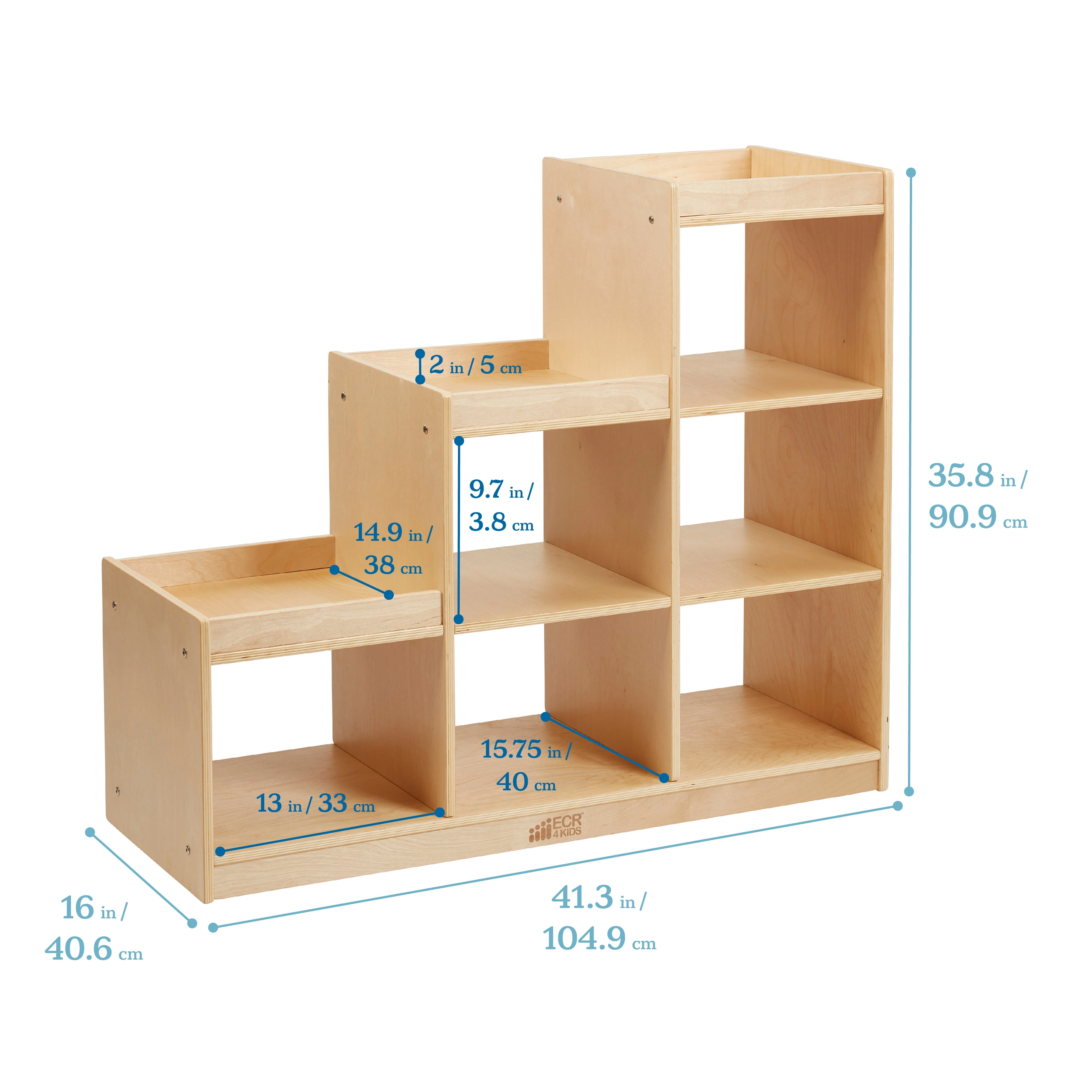 ECR4Kids 3-2-1 Cube Storage Cabinet, Kids Furniture, Natural