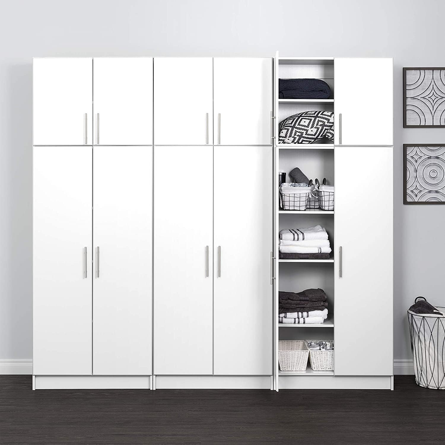 Pemberly Row 32" W Storage Cabinet with Brushed Metal Handles in White
