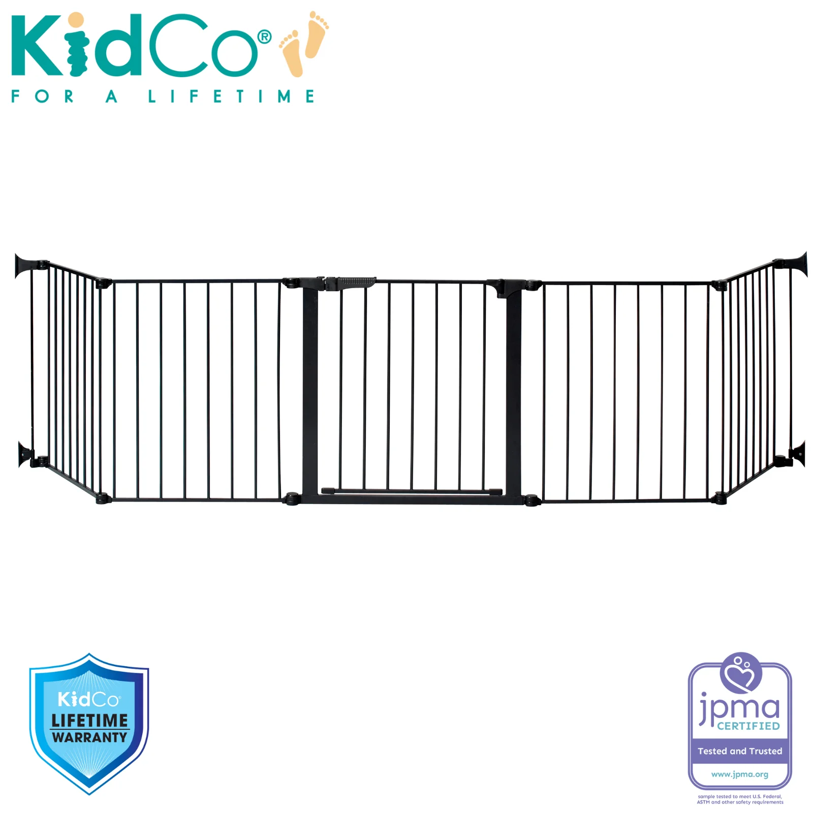 KidCo Custom Fit Auto Close HearthGate Baby or Fireplace Gate for Child Safety, Black