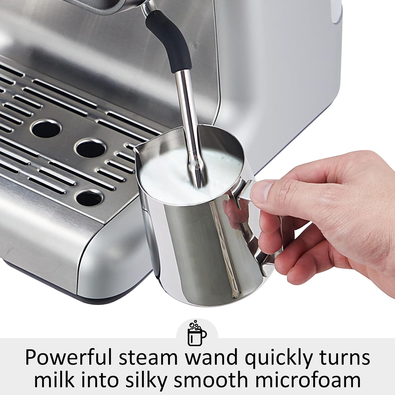 Espresso Machine With Grinder, Professional Espresso Maker With Milk Frother Steam Wand, Barista Latte Machine With Removable Water Tank for Cappuccinos or Macchiatos