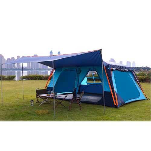 KTT Extra Large Tent 10-12-14 Person(Style-B),Family Cabin Tents,2 Rooms,3 Doors and 3 Windows with Mesh,Straight Wall,Waterproof,Double Layer,Big Tent for Outdoor,Picnic,Camping,Family Gathering