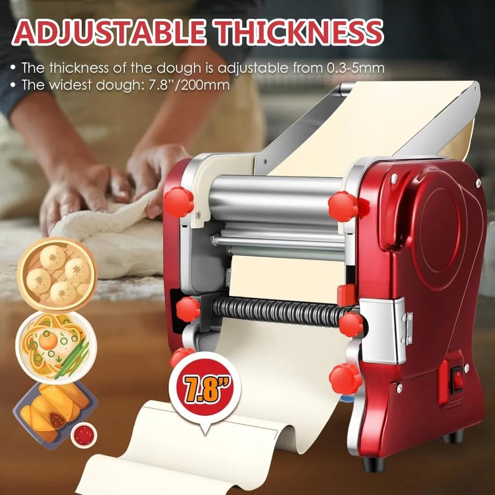Electric Pasta Maker Home Pasta Making Machine 550W Automatic Noodle Machine Full Stainless Steel Dual Knife No Disassembled for Home Commercial Use