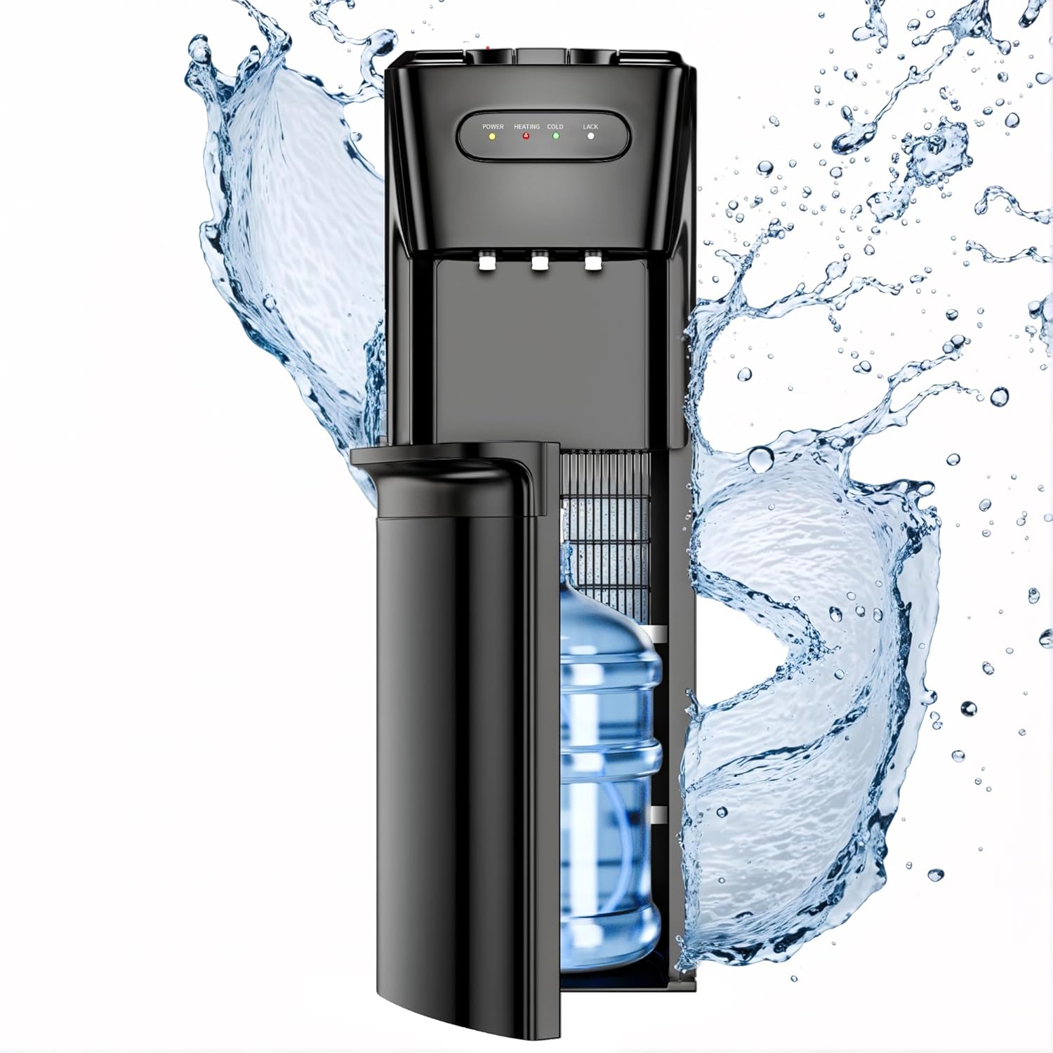 Bottom Loading Water Cooler Dispenser Hot Cold & Room Temp Water Dispenser for 3 or 5 Gallon Bottles, Empty Bottle Indicator, Child Safety Lock, Ideal for Home, Office, Living Room
