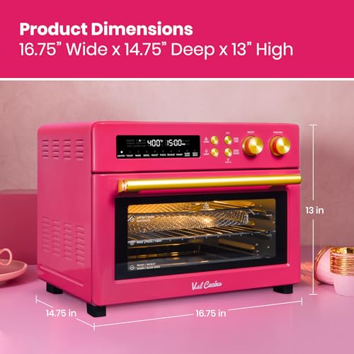 VAL CUCINA Retro Infrared Heating Air Fryer Toaster Oven, Extra Large Countertop Convection Oven 10-in-1 Combo, 6-Slice Toast, 12-inch Pizza, Enamel Baking Pan Easy Clean, Super Fast with Recipe Book,