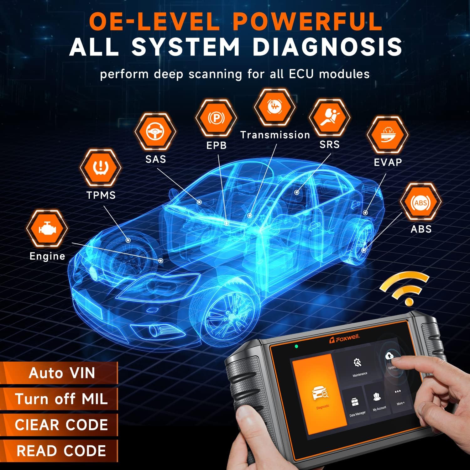 2024 Newest FOXWELL Scanner NT726 Automotive Scan Tool, All System Car Diagnostic Scanner with 12+ Service Resets, FOXWELL OBD2 Scanner for All Vehicles, Accurate and Professional Car Code Scanner