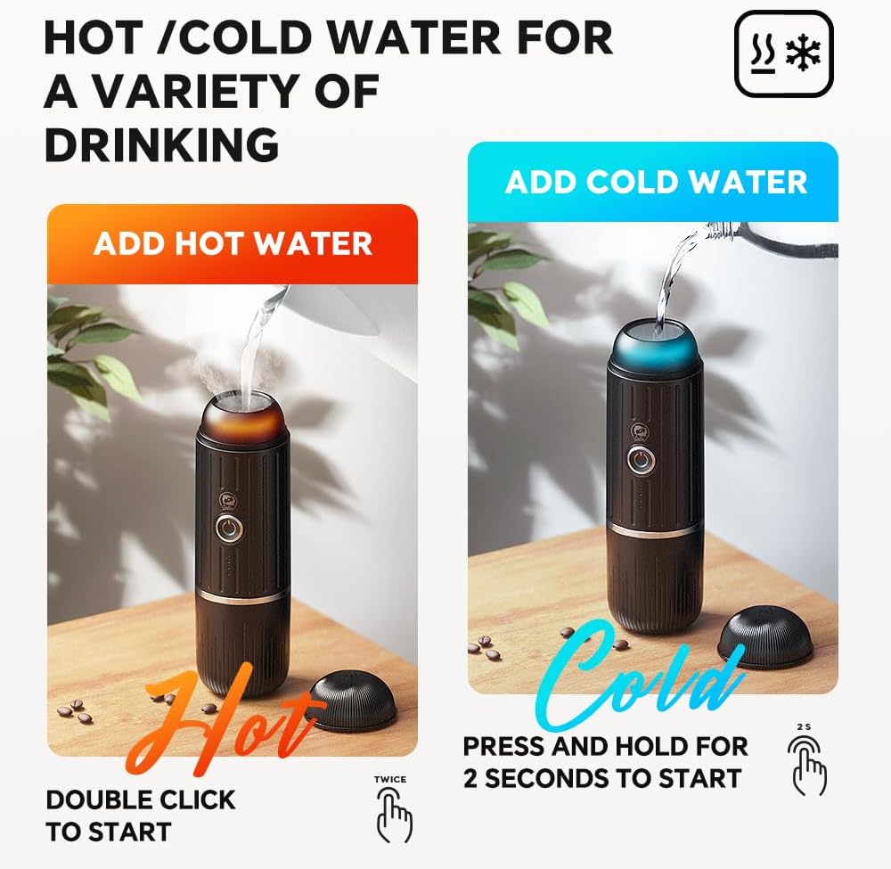 Portable Coffee Maker Travel Espresso Machine 120W, 19 Bar Pressure 7500mAh Rechargeable Battery Version Portable On the Go for Camping, Driving, Home and Office Travelling
