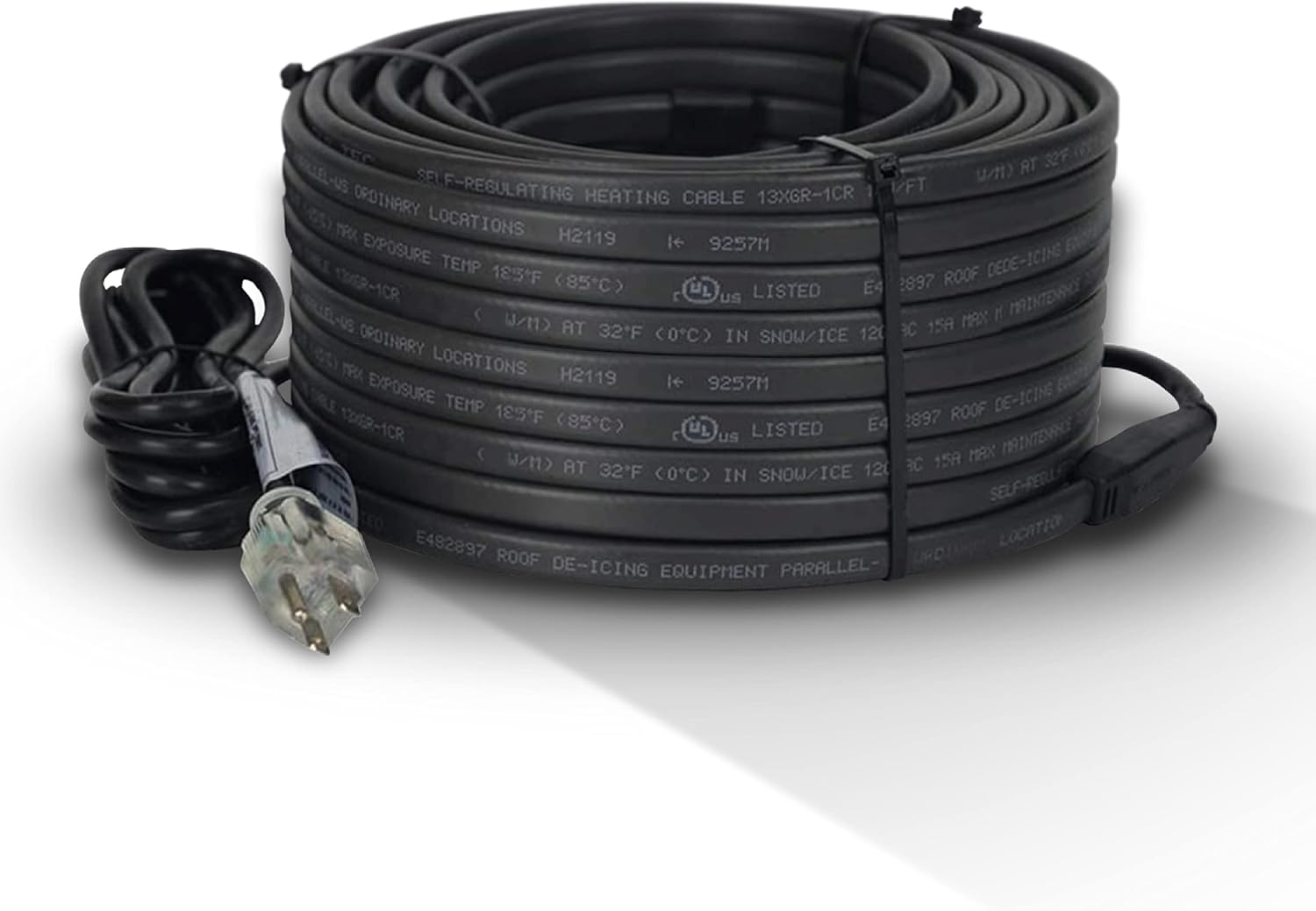 Radiant Solutions Company Heat Tape Pro for Ice Dam Prevention Heavy Duty - Self-Regulating - Plug-in Ready Heat Cable - 120V, 6 watts/FT + 10 Foot Cold Lead (6 Feet)