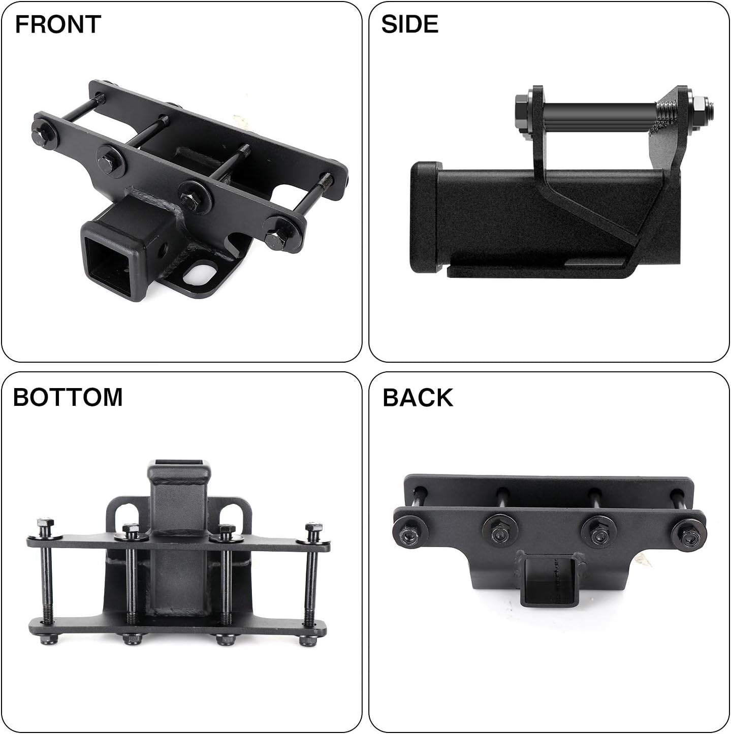 Hitch Receiver, AAIWA 2" inch Rear Receiver Hitch, Towing Trailer Hitch Kit Compatible with 2007-2018 Jeep Wrangler JK 2 Door & 4 Door Unlimited, Black Pack of 2