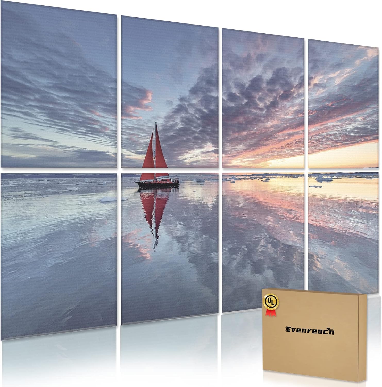 Evenreach 8 Pack Art Acoustic Panels Soundproof Wall Panels,48X32Inches Sound Absorbing Panels,Decorative Acoustical Wall Panels, Acoustic Treatment for Recording Studio (Art, Beach) Pack of 2