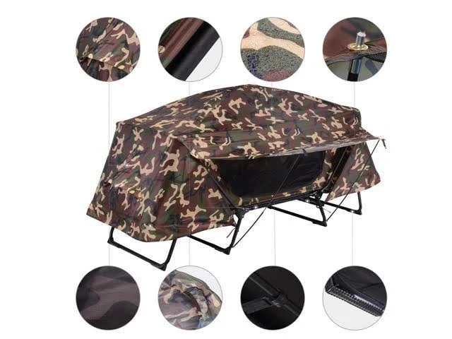 Folding Single Camping Tent Cot Portable Outdoor Hiking Bed Rain Fly