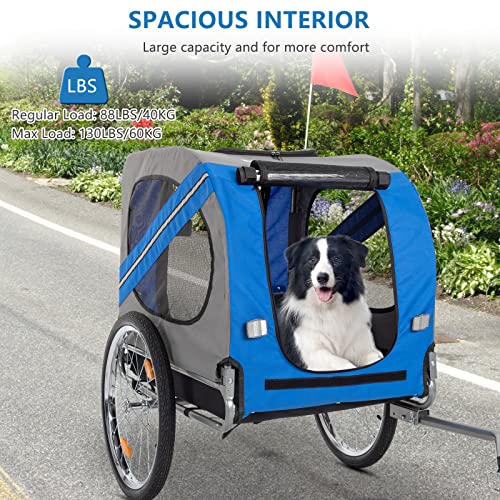 PEXMOR Dog Bike Trailer, Folding Pet Dog Trailer Cart for Bicycle, Bike Cargo Wagon Carrier w/Universal Hitch & 20" Wheel