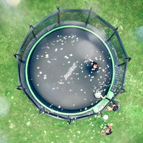 JumpFlex Trampoline Hero 12FT 14FT 15FT Round Outdoor Backyard Trampoline ASTM Approved with Net Safety Enclosure & Ladder Playset with Fast Assembly