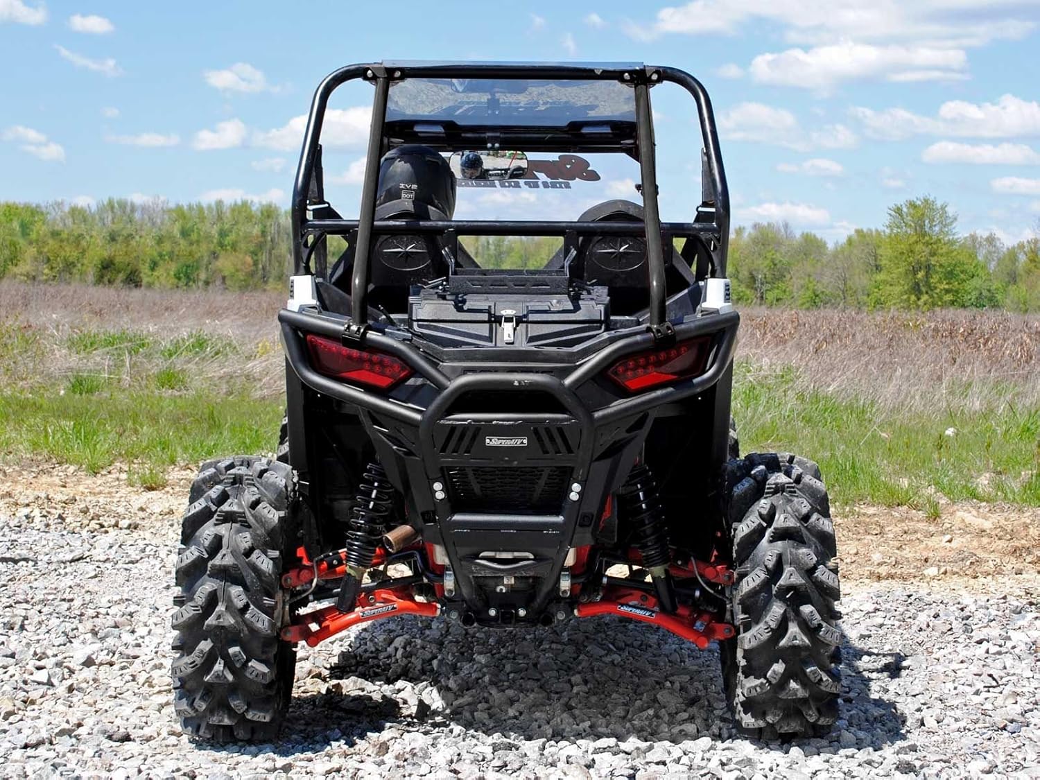 SuperATV Heavy Duty Rear Roll Cage Support for Polaris RZR 900 / 900 XC / 900 S (2015-2020) - Wrinkle Black
