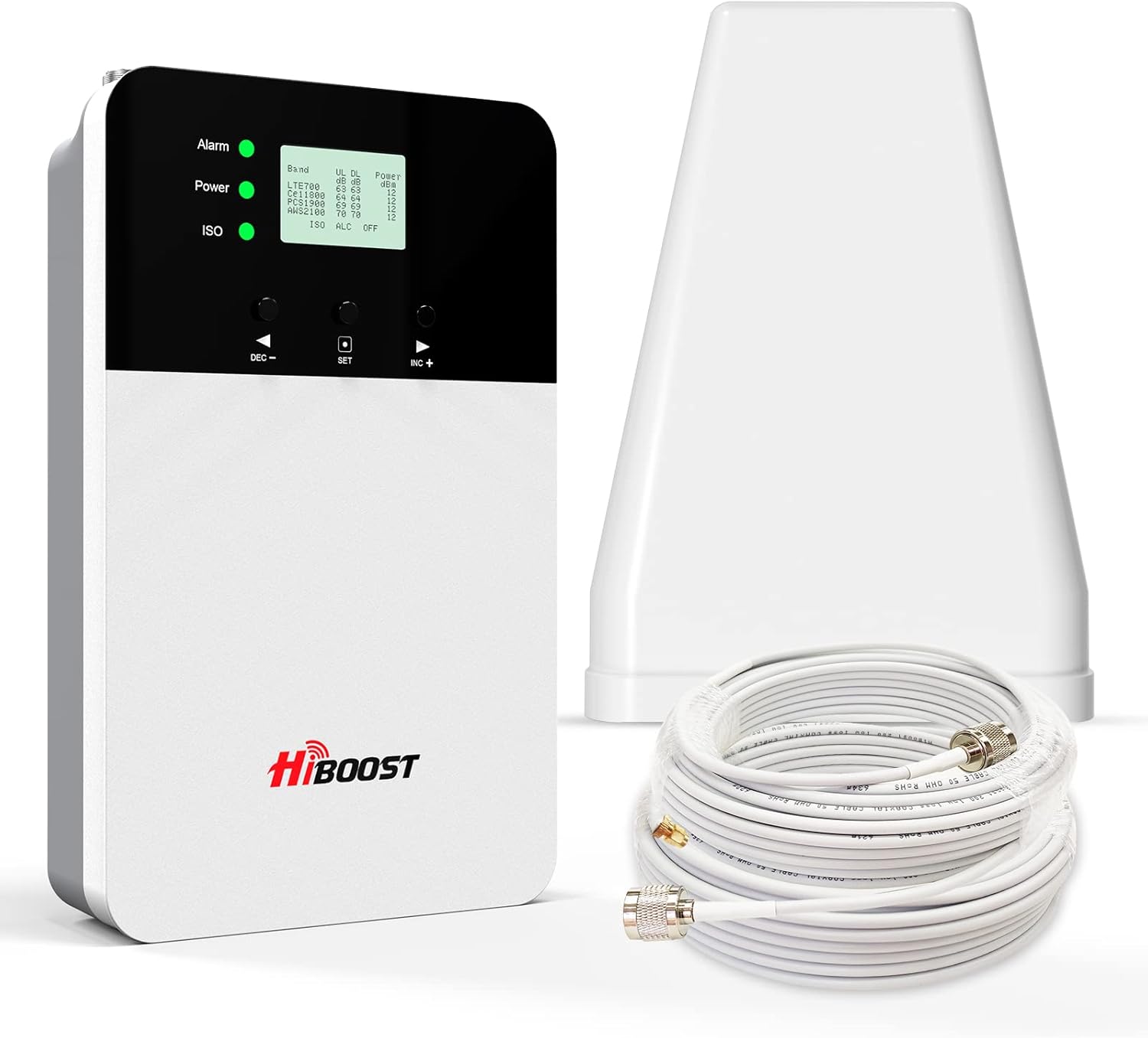 HiBoost Cell Phone Signal Booster to 3,000 sq ft Cell Booster Boosts 4G LTE Cell Phone Booster for All Carriers 5G Compatible in Band 2/4/5/12/13/17/25/66 FCC Approved(4K Plus)