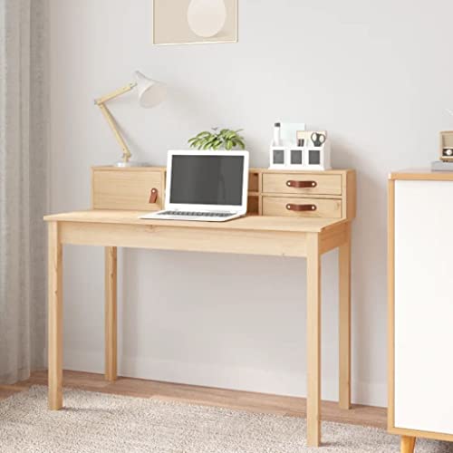 Office Desks Desk 43.3"x19.7"x36.6" Solid Wood Pine,Rustic Pine Wood Desk with Ample Storage for Home Office and Small Spaces
