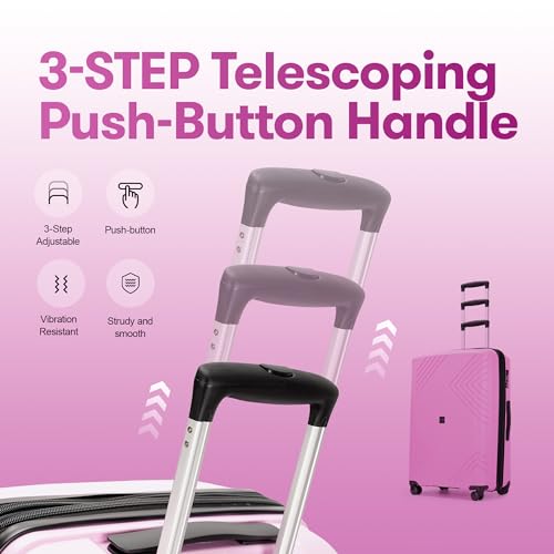 Luggage Sets 3 Piece,Hardside Expandable Luggage Sets,Large Suitcases with Wheels TSA Lock,Light Pink