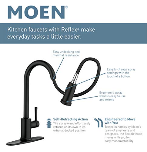 Moen Brantford Oil Rubbed Bronze Traditional One-Handle High-Arc Pulldown Bar Faucet with Reflex Docking System and Power Clean, 5985ORB