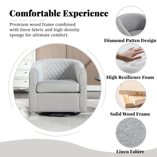 360° Swivel Barrel Accent Chair Set of 2, Comfy Upholstered Nursery Rocking Chair, Waterproof Oil Waxed PU Leather Swivel Glide Armchair for Living Room Bedroom Home Office (Brown)