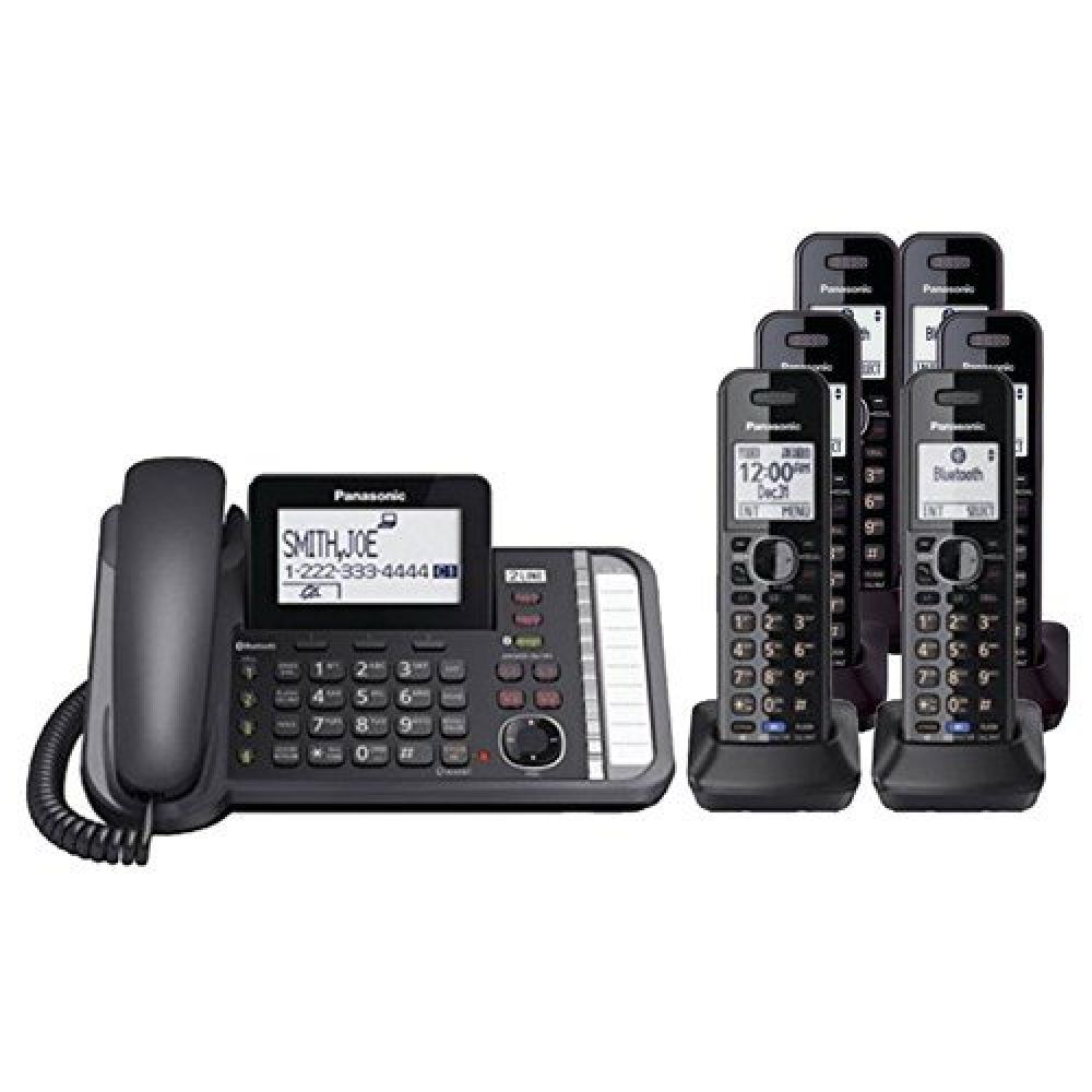 Panasonic KX-TG9582B + (4) KX-TGA950B 6 Handset Cordless Phone,2-Line,Black