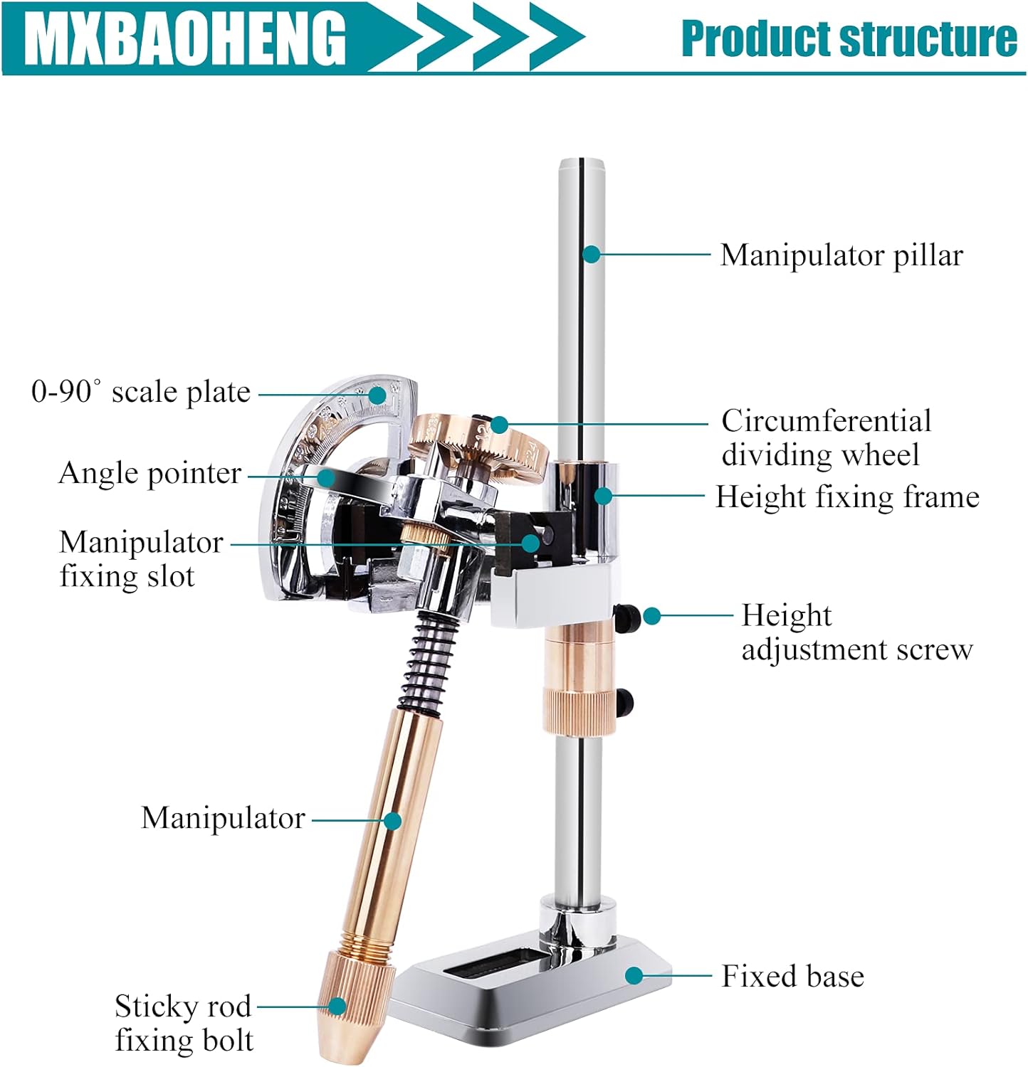 MXBAOHENG Jade Faceting Machine Gem Grinding Faceted Manipulator Jewel Angle Polisher Height Adjustable (96 scale)