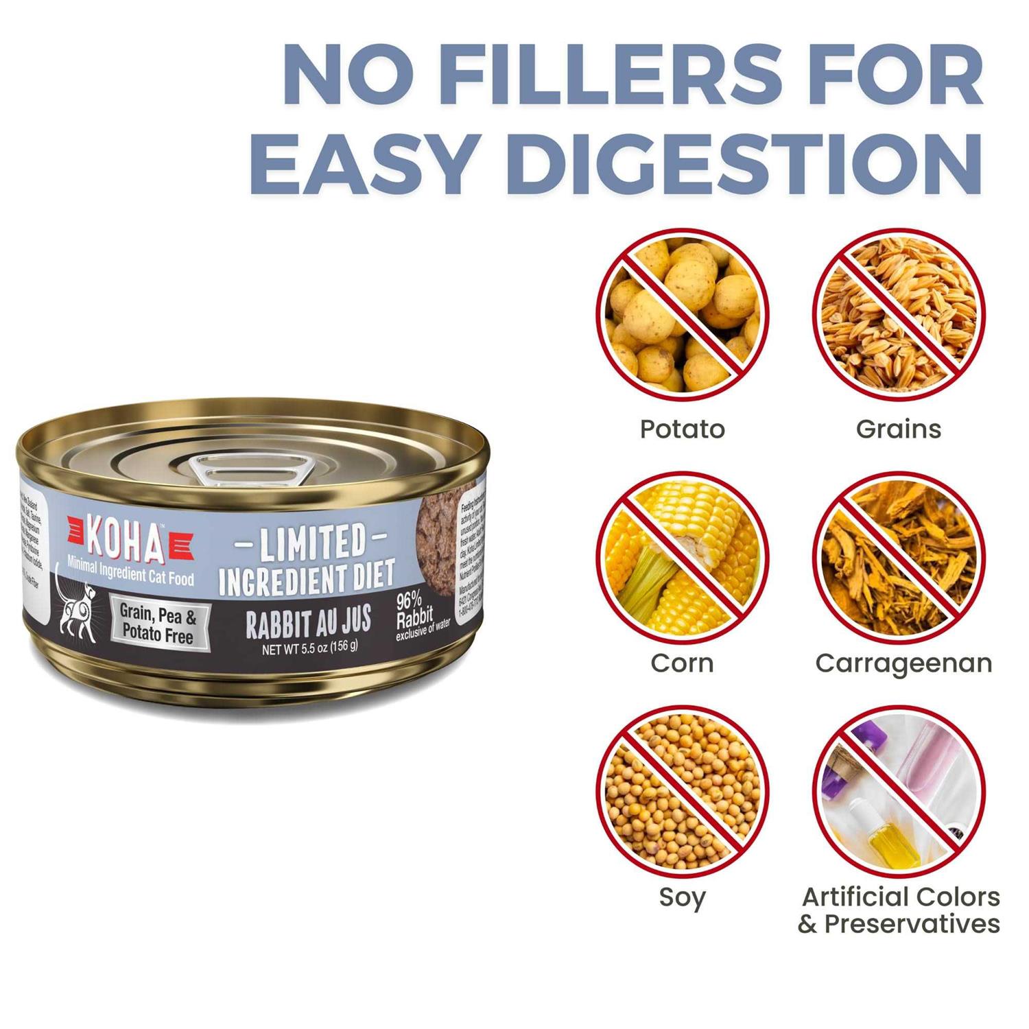 Koha Limited Ingredient Diet Rabbit Pate for Cats Single Meat Wet Cat Food for Sensitive Stomachs - Pet Supplies online store