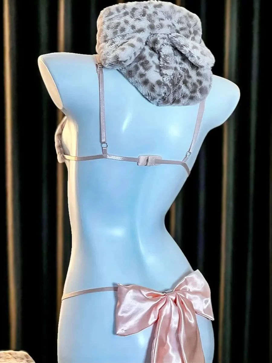 'Leopard Babe' Sexy Cute Valentine Fleeced Lingerie Set