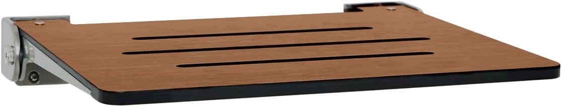 Seachrome SHAFSL-185155-PRTS-S-SL Slimline Wall Mounted Folding Shower, Rustic Teak Seat with Silver Frame