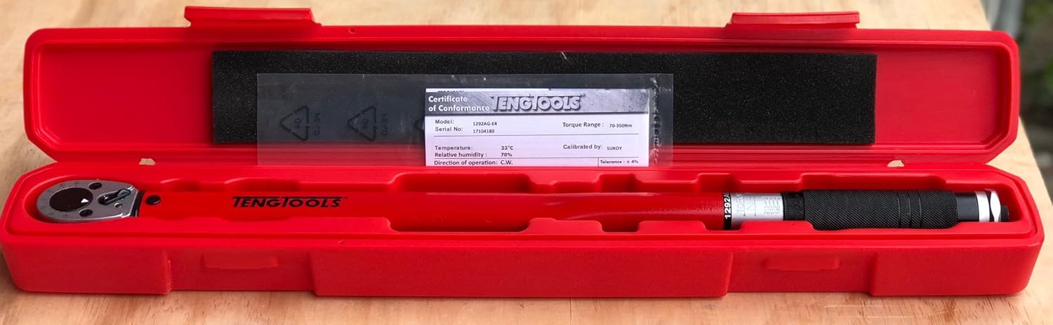 Teng Tools 1/2 Inch Drive Torque Wrench 50 - 250ft-lb - 1292UAGE4,Red