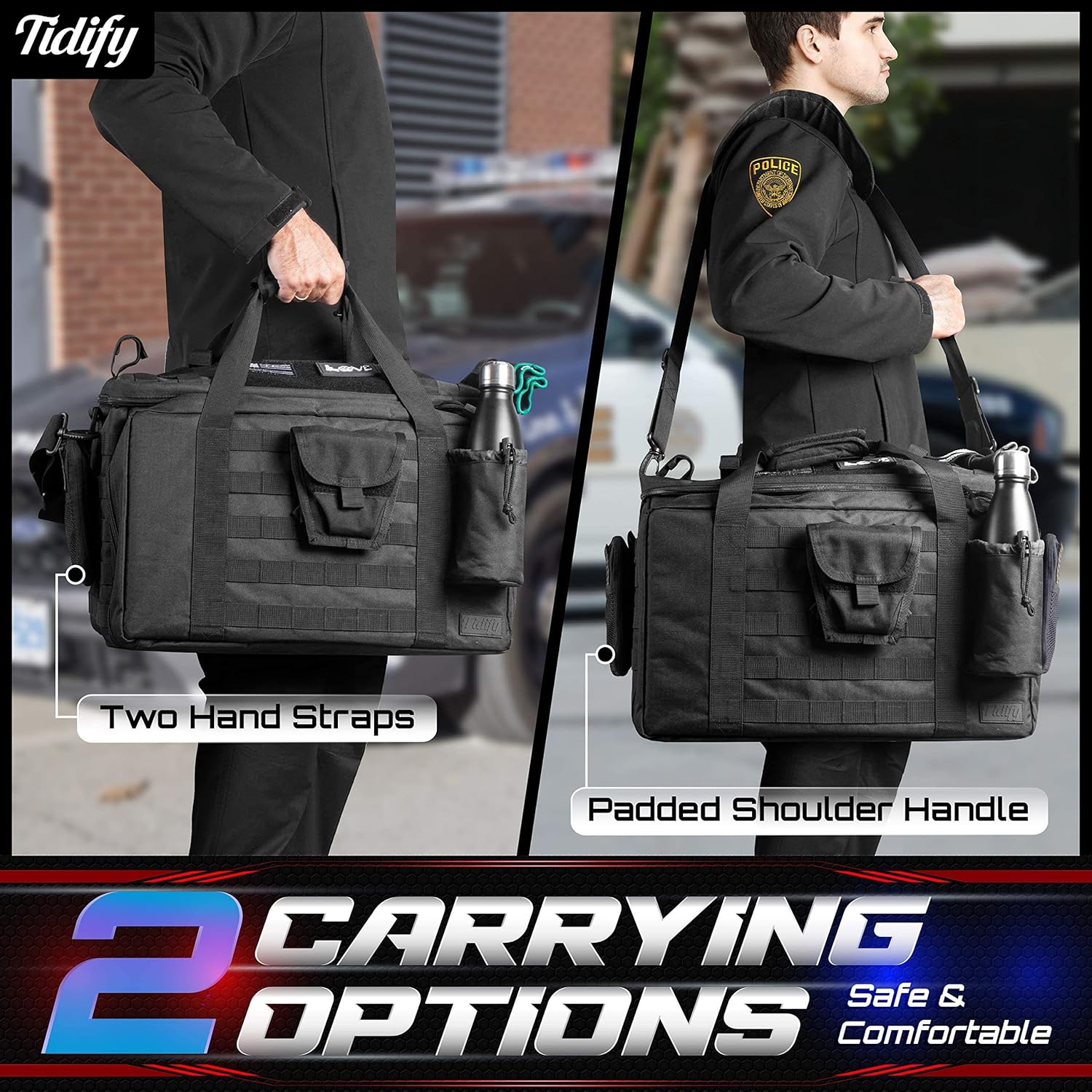 Patrol Bag for Law Enforcement - Police Gear Tactical Bag Car Seat Organizer, Range Bag & MOLLE Organizer With Tons of Storage and Comfort. Heavy Duty & Water Resistant. Space for Laptop.