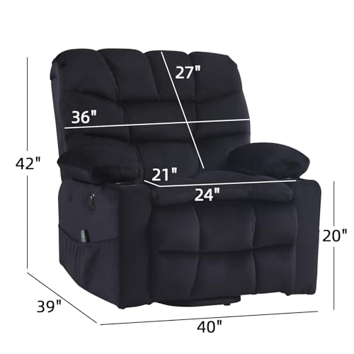 Phoenix Home Large Power Lift Recliner with Massage and Heat for Elderly, Heavy Duty & Safety Motion Reclining Mechanism, Ergonomic Electric Wider Chair with USB Port, 2 Hidden Cup Holders, Brown