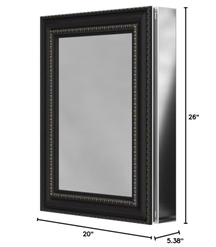 KOHLER 2967-BR1 20" W x 26" H Bathroom Medicine Cabinet with Framed Mirror Door, Recessed or Surface Mount Bathroom Wall Cabinet, Oil-Rubbed Bronze, Anodized Aluminum