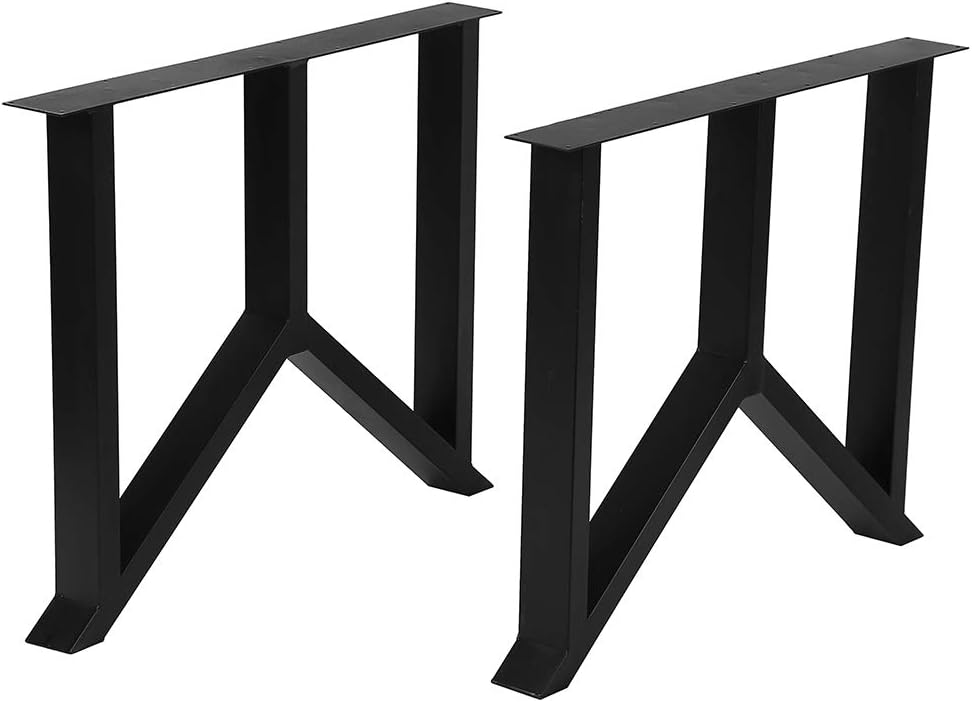 Metal Table Legs Cast Iron Dining Table Legs,28” Height 35” Wide Industrial Bench Legs Black Desk Legs,Rustic Heavy Duty DIY Furniture Legs,Square Tube Coffee Table Legs 2 PCS