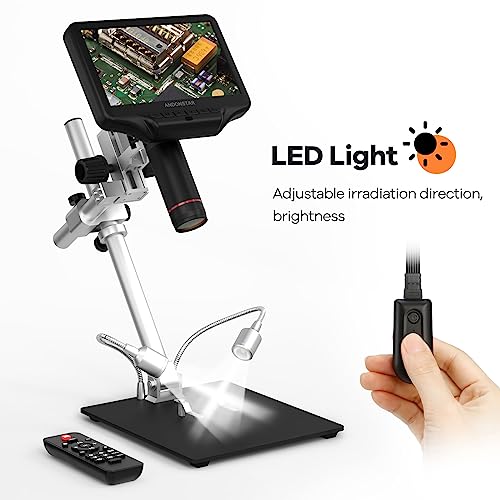 Andonstar AD407 3D HDMI Soldering Digital Microscope with Pro Metal Stand 4MP UHD and 7 inch Adjustable LCD Screen USB Video Microscopes for Phone Repairing SMT SMD DIY