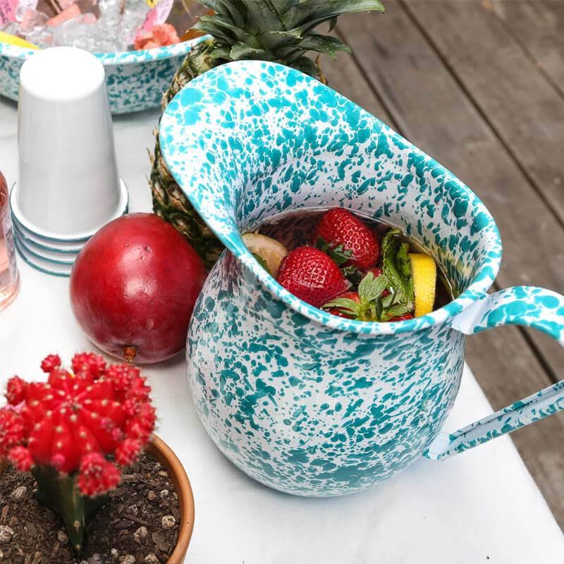 Crow Canyon Home Marble Enamelware Pitcher - Grey u0026 White Marble