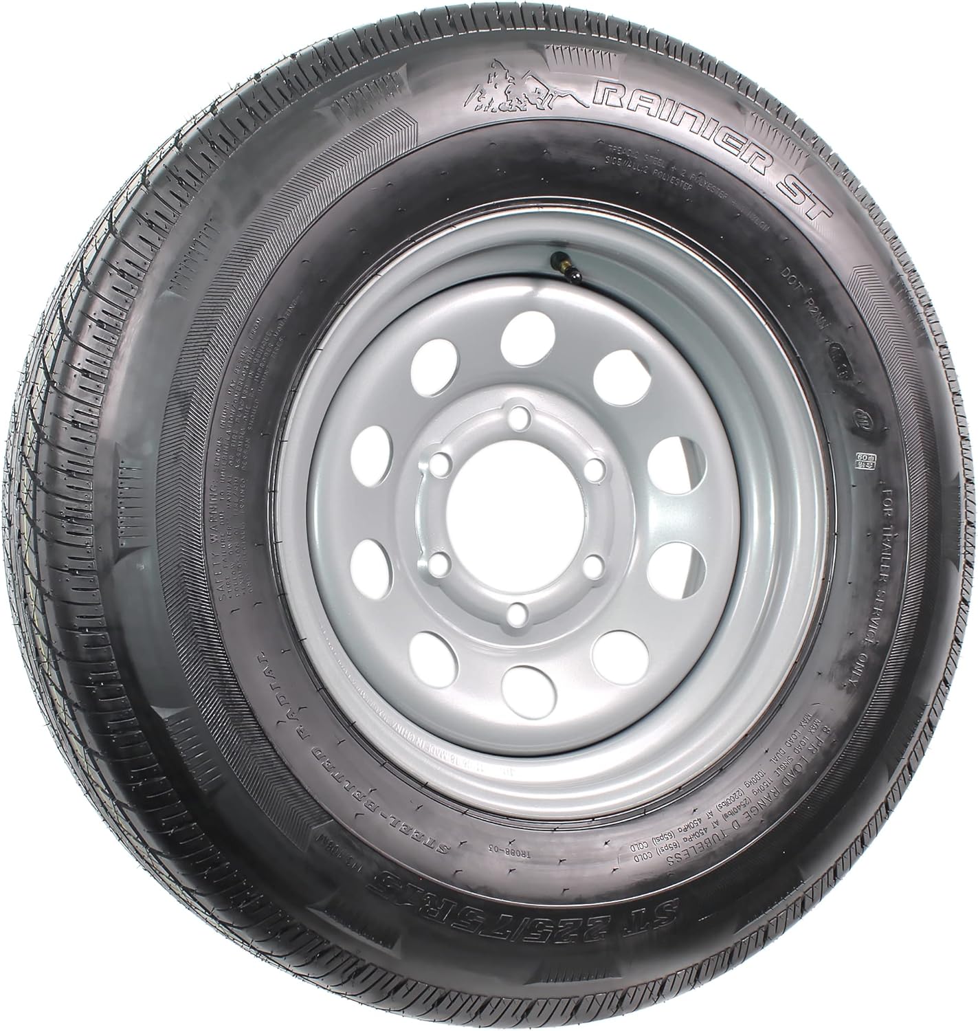 eCustomRim 2-Pack Radial Trailer Tire On Rim ST225/75R15 15 LRD 6 Lug Silver Modular Wheel - 6 Year Warranty w/Free Roadside