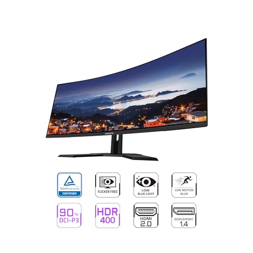 GIGABYTE GS34WQC 34" 1440P Curved Gaming Monitor, 3440x1440 VA 1500R Display, 1ms (MPRT) Response Time, HDR Ready, FreeSync Premium