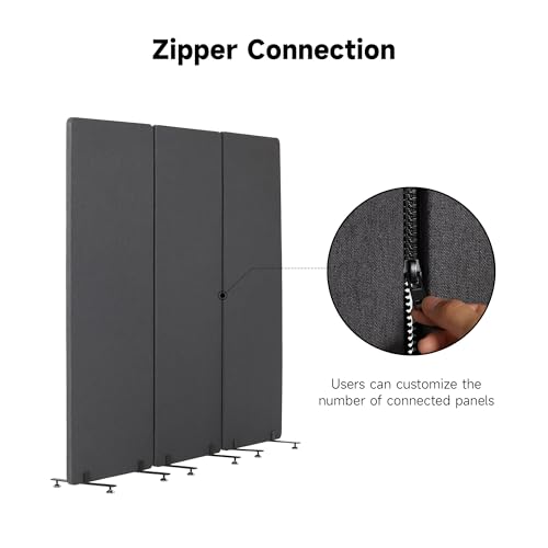 Real Relax Freestanding Room Divider, 24" x 66" Privacy Screen, Single Panel Cubicle Divider with Fixed and Sliding Feet, Removable Side Zipper, for School, Office, Hospital, Living Area, Library