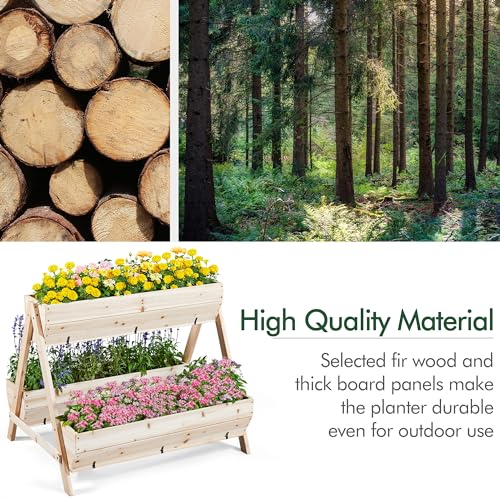 Yaheetech 44 x 36.5 x 35.5 Wooden Raised Garden Bed with Legs 3 Tiers Elevated Garden Bed Raised Planter Box Outdoor for Flowers Planter Gardening Bunk Bed for Vegetables, Herbs, 2pcs