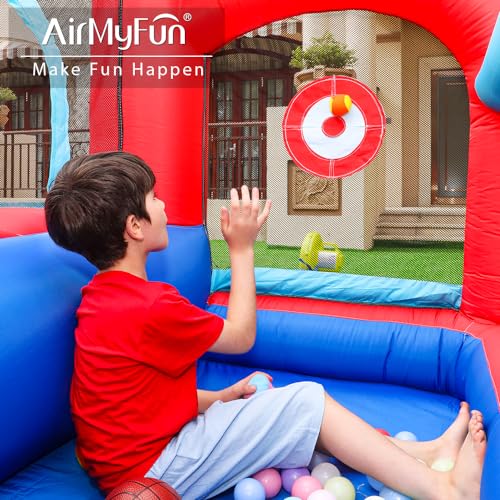 Bounce House, Bouncy House with Slide, Indoor Outdoor Inflatable Bounce House for Kids, Bounce Castle with Jumping House, Ball Pit, Basketball Hoop and Target Balls