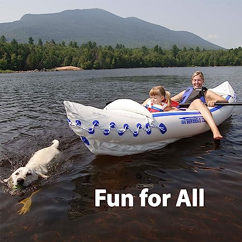 Sea Eagle SE330 Two Person Inflatable Sport Kayak Boat with Seats, Paddles, Bag and Electric Pump-Affordable-Lightweight-Portable