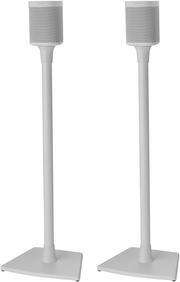 Sanus Wireless Sonos Speaker Stand for Sonos One, Play:1, Play:3 - Audio-Enhancing Design with Built-in Cable Management - Pair (Black) - WSS22-B1