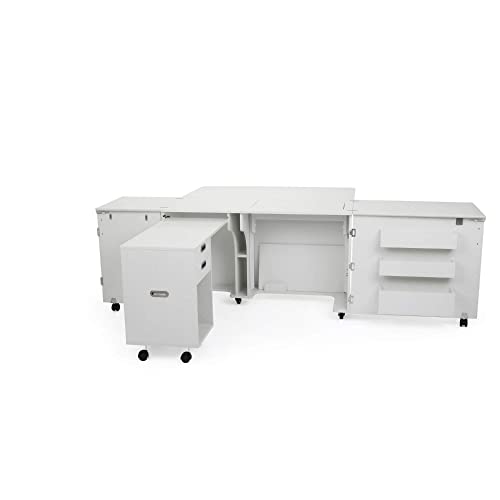 Kangaroo Sewing Furniture Aussie Sewing Cabinet with Quilt Blocks - Ash White