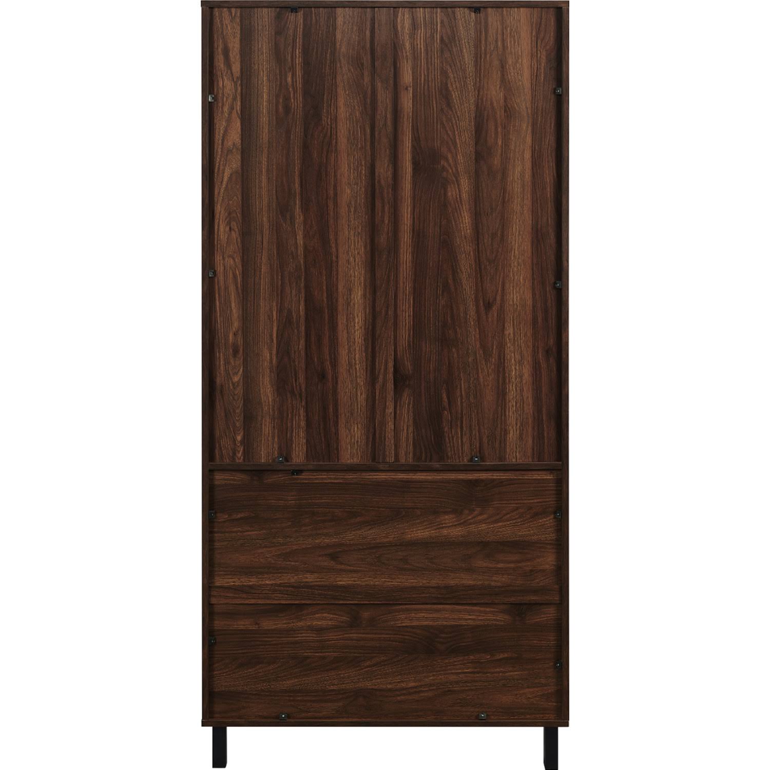 Walker Edison 68x22 Glass Door Storage Hutch - Dark Walnut