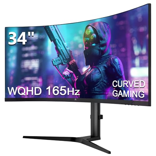 Z-Edge UG34 34" Ultrawide 2K Curved Gaming Monitor with 165Hz Refresh Rate, 21:9 Aspect Ratio, 1ms MPRT, 3440x1440 Resolution, 1500R Curvature, VA Panel, 178 Viewing Angles, AMD Freesync
