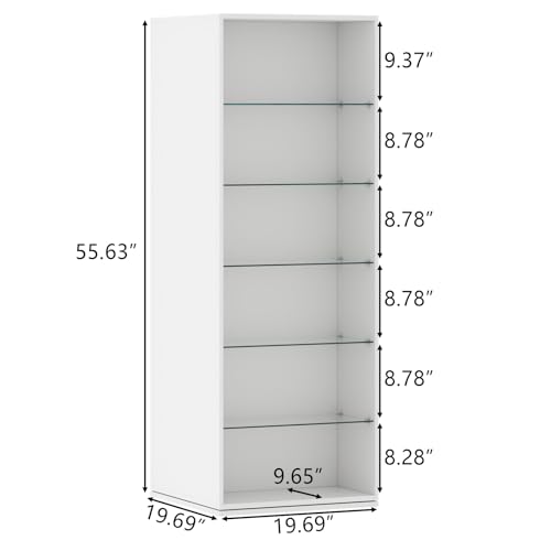 Rotating Shoe Rack with Sensor Light, Spinning Shoe Rack Tower with Glass Shelves, 360°Revolving Shoe Storage Organizer Lazy Susan Shoe for Entryway, Hallway, Living Room (White)