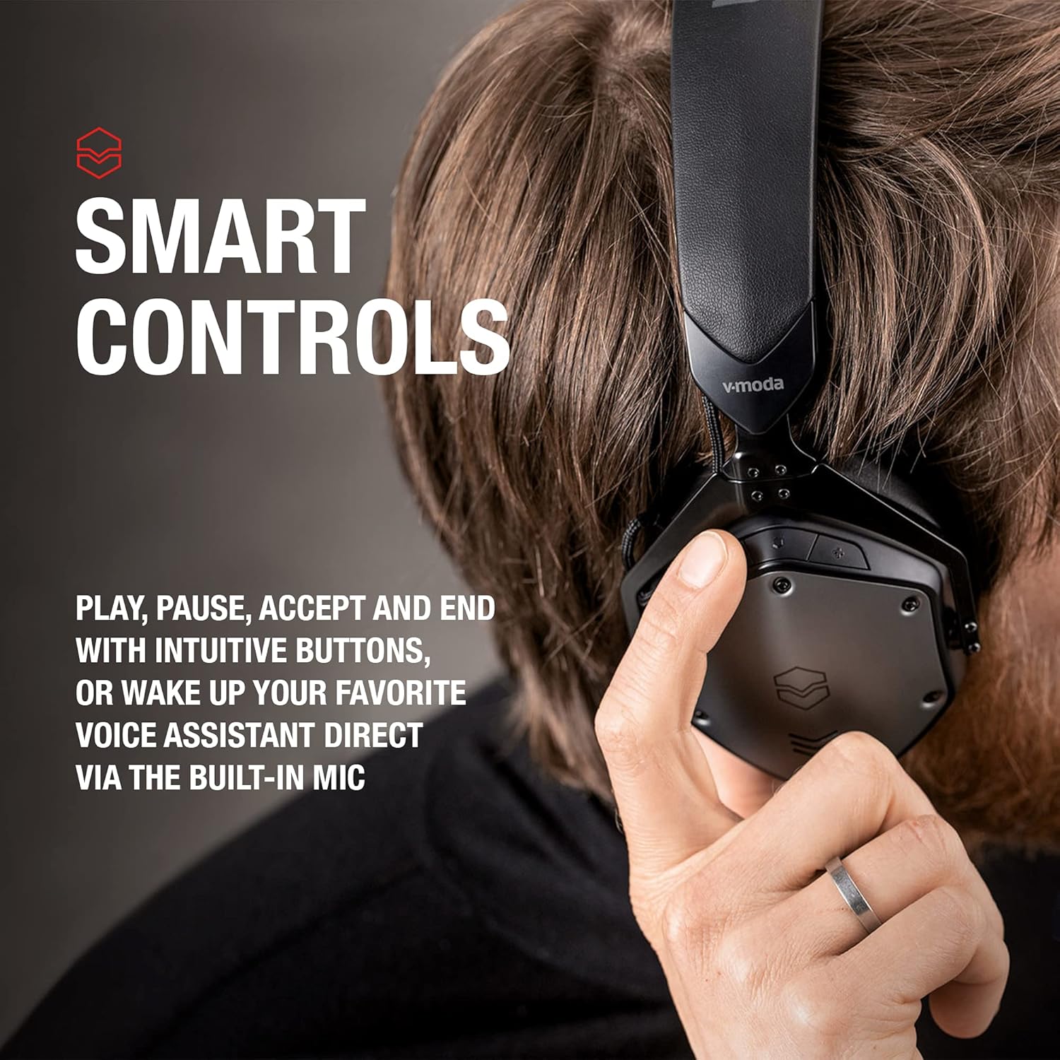 V-MODA M-200 ANC Noise Cancelling Wireless Bluetooth Over-Ear Headphones with Mic for Phone-Call, Matte Black