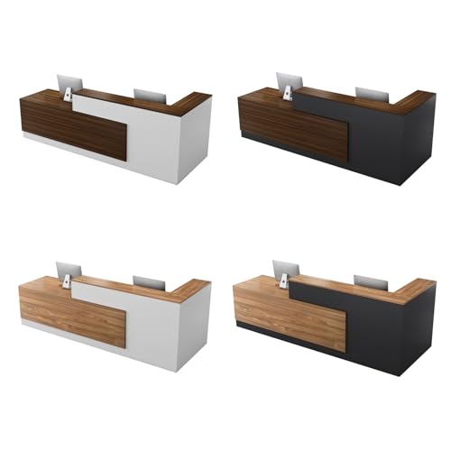 Reception Counter Desk, Minimalist L-Shaped Reception Desk with Counter, Drawers and Transaction Counter for Beauty Salon, Spa, Shop, Office (R, 78.74inx23.6inx39.4in)
