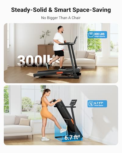THERUN Treadmill with Incline, 3.0 HP Foldable Treadmills for Home, Brushless Motor Auto Incline Treadmill, 12 Level Adjustable, 300 LBS Capacity, Quiet Running